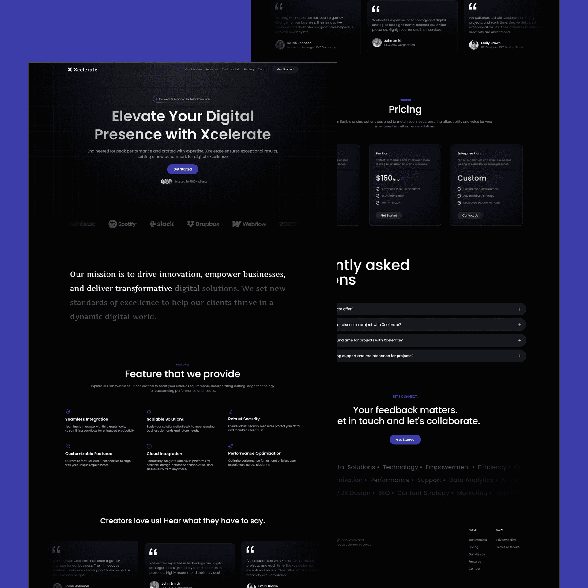 Xcelerate | Tech Company Landing Page